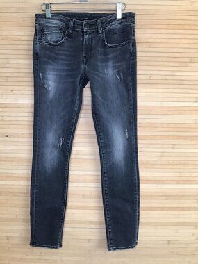 R13 Women's Kate Skinny Orion black rip Jeans Sz 26 Made in Italy